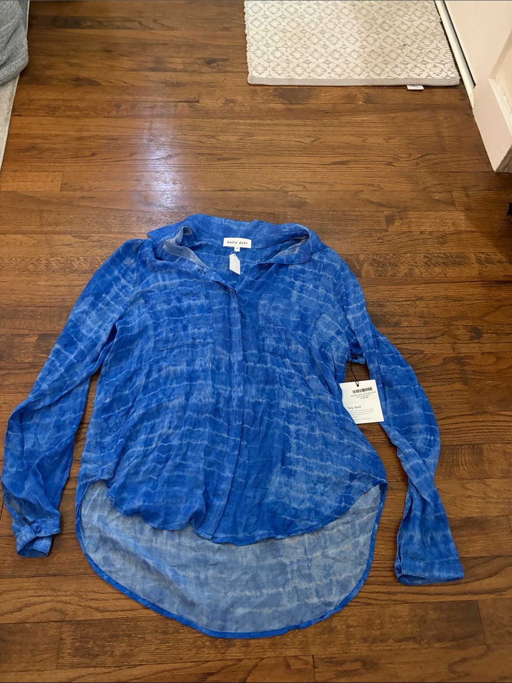 Bella Dahl Blue Tie-Dye Button Down Shirt